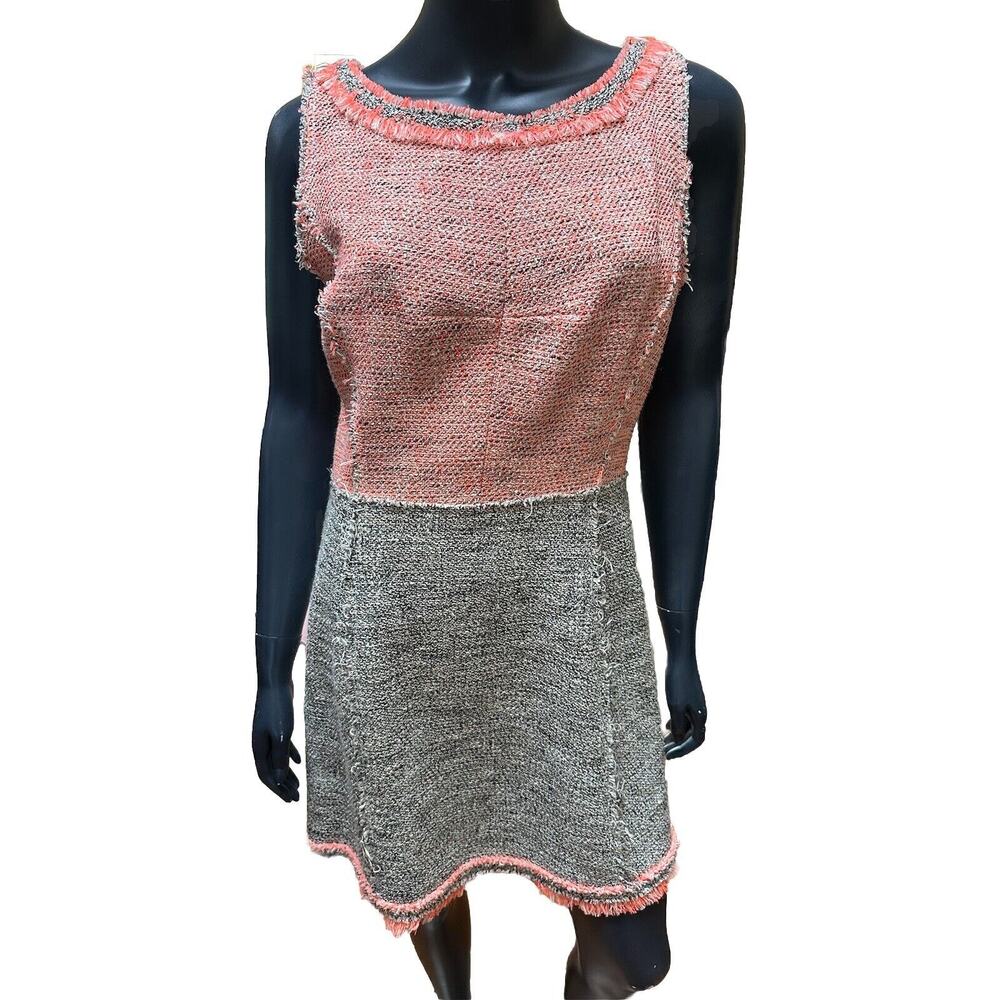 Milly Orange Silver Tweed Neon Metallic Dress Sz 10 New NWT MSRP $385